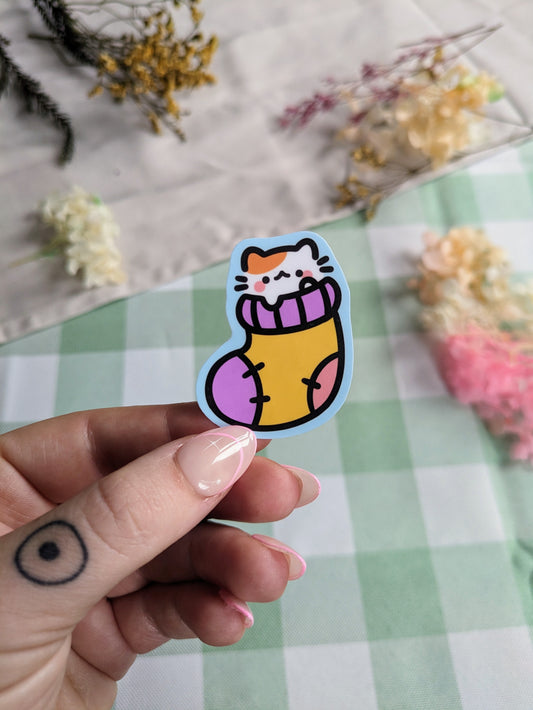 Kitty sock sticker