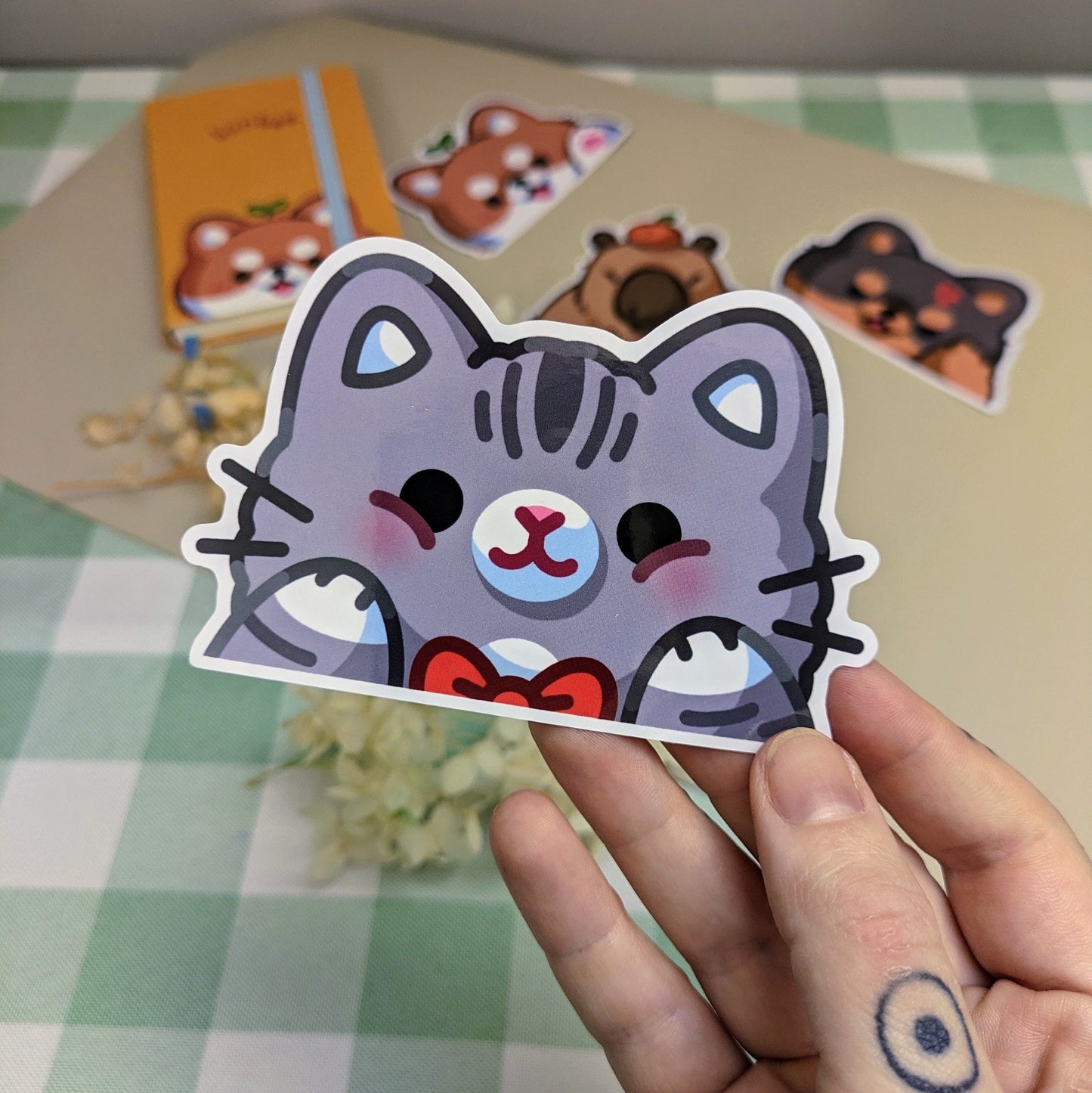 Cute kitty cat peeker sticker