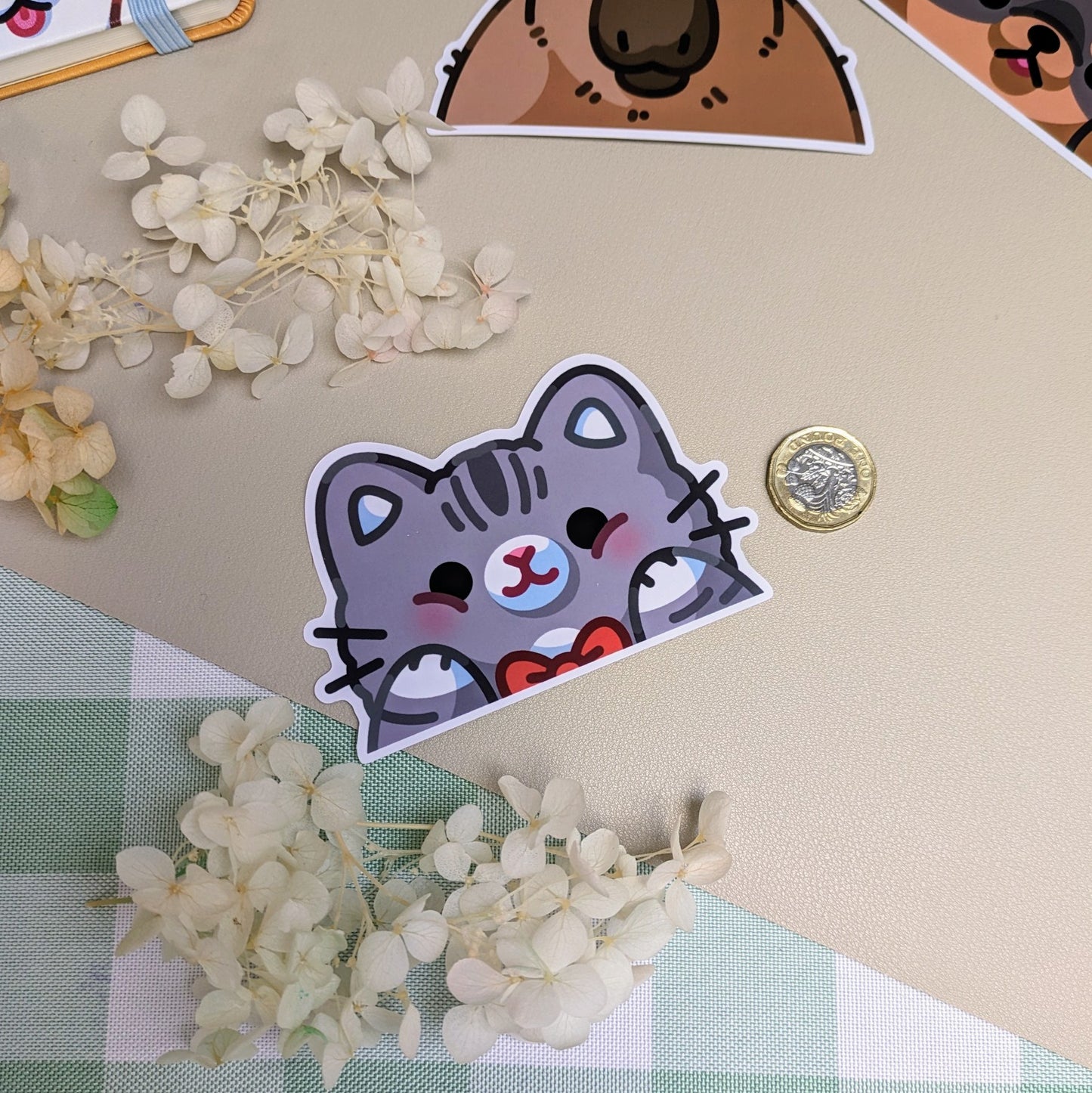 Cute kitty cat peeker sticker