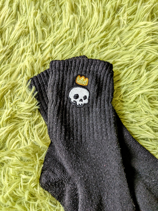 GLOW IN THE DARK skull embroidered socks