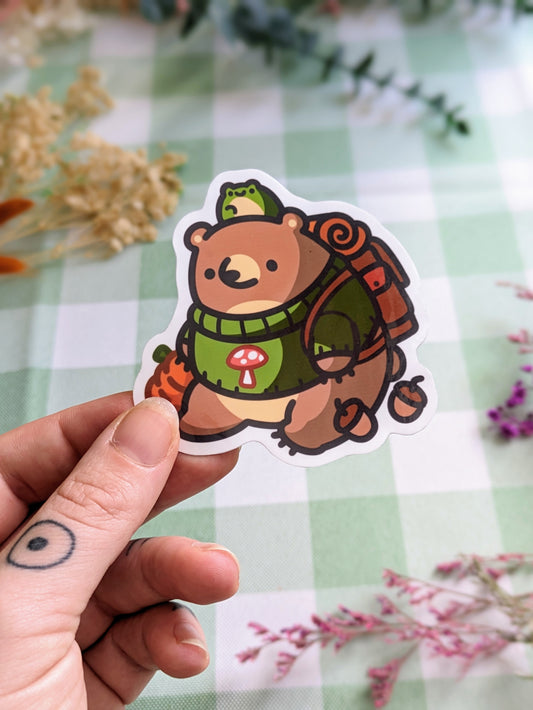 Bear gone camping sticker