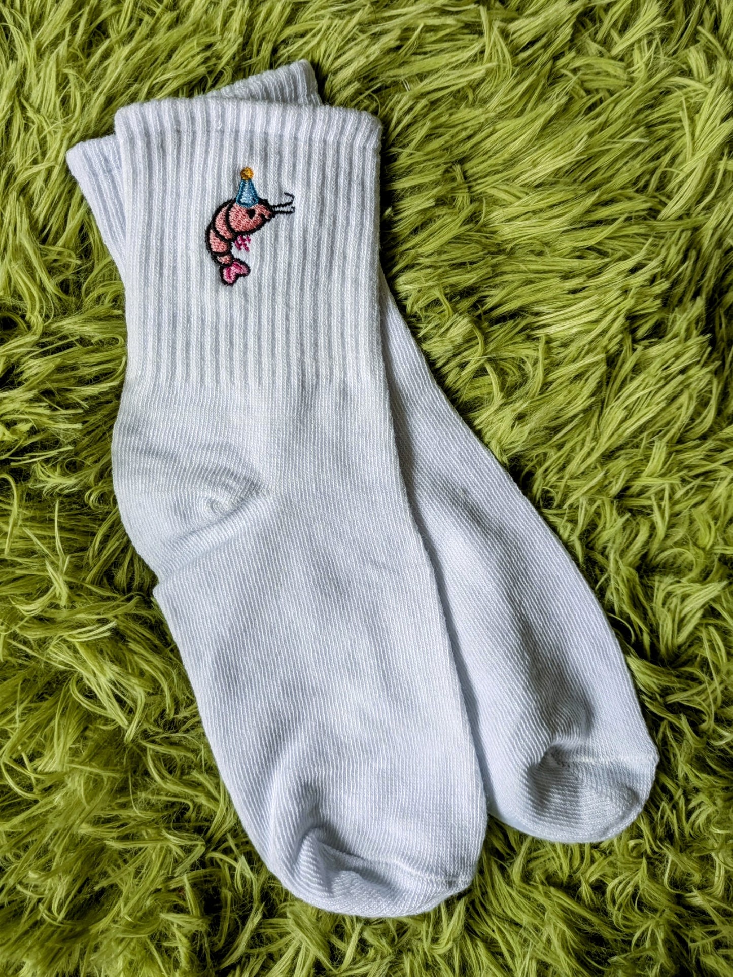 Shrimply amazing embroidered socks