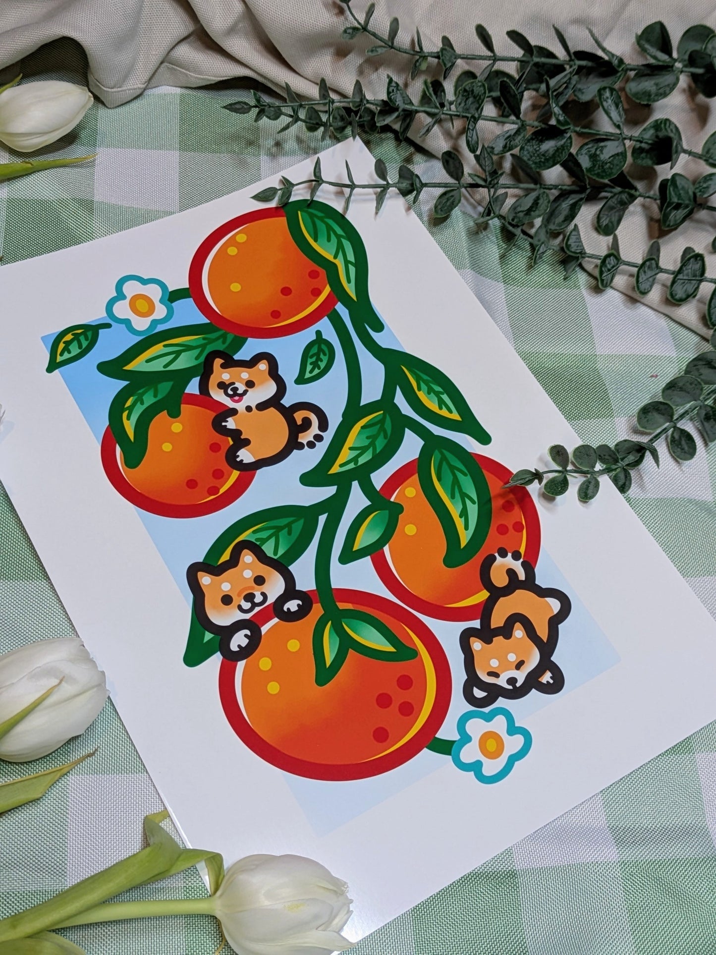 Orange Shiba print