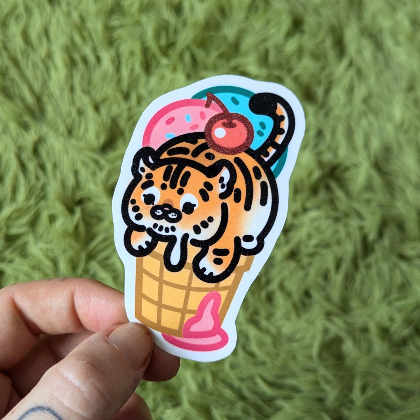 Ice Cream Tiger Sticker