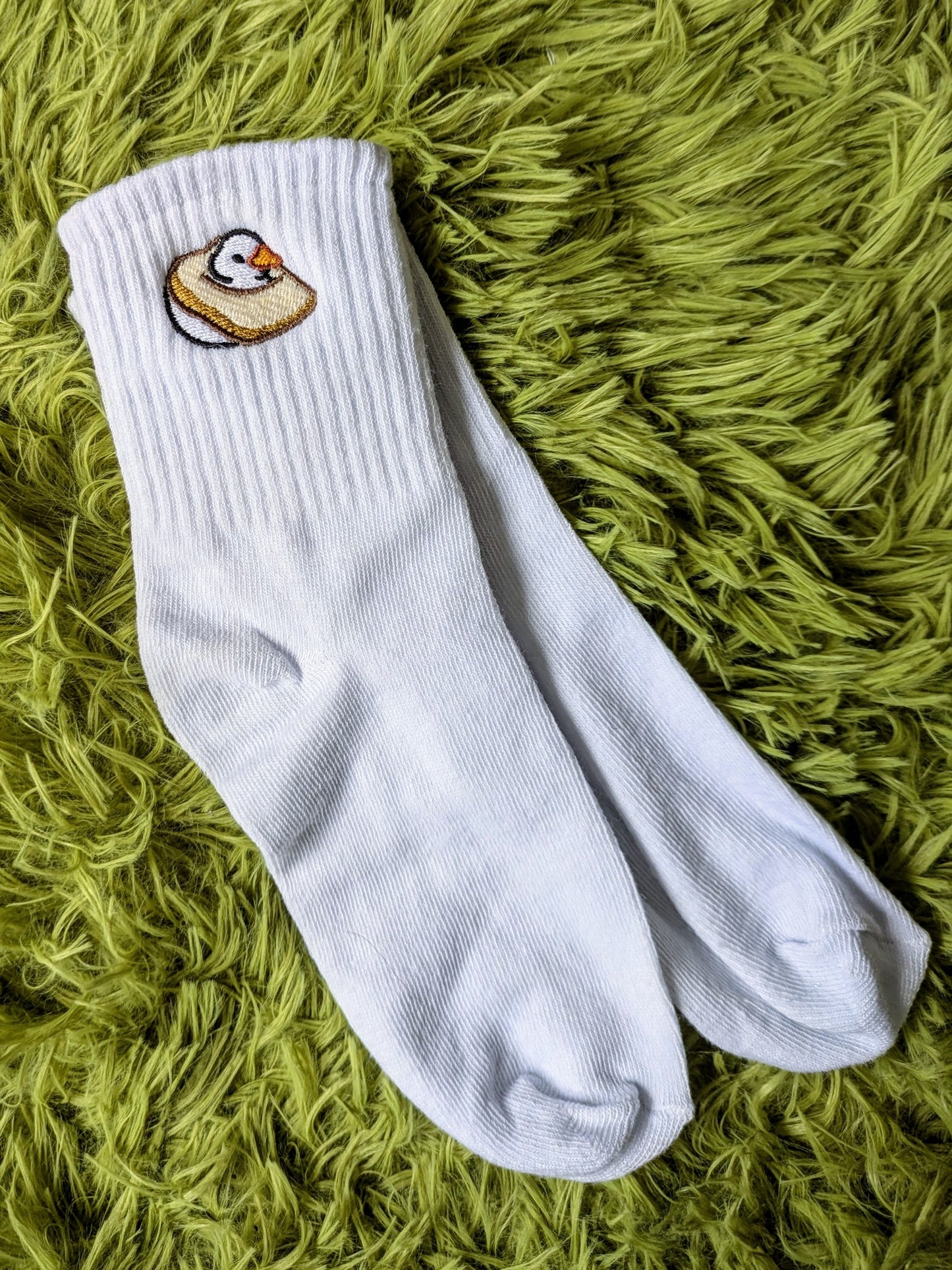 Duck duck bread embroidered socks